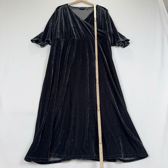 Soft Surroundings Dress Womens 2X Plus Black Velour Stretch‎ Soft Feminine Comfy - Picture 9 of 9